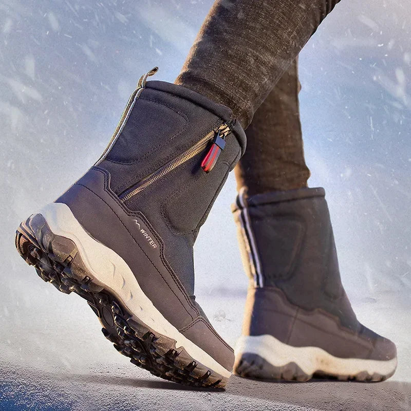 Waterproof High Top Snow Boots | Men & Women Ankle Winter Boots with Plush Lining | Non-Slip Outdoor Platform Shoes