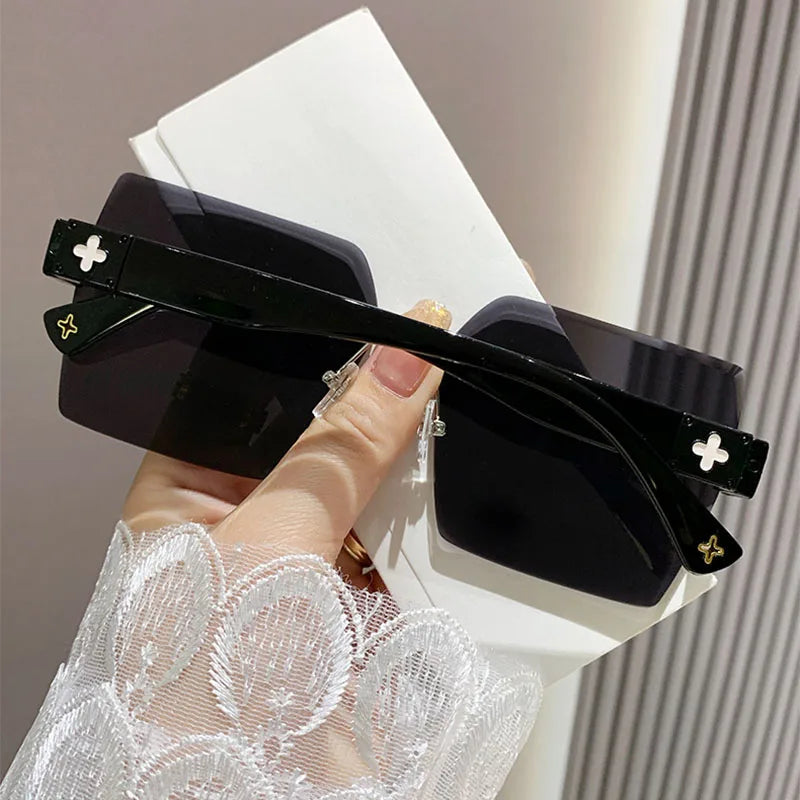 New Frameless Square Sunglasses | Summer Women's Leisure Street Shooting Sun Glasses | Fashion Sunshade Eyewear with UV400 Protection