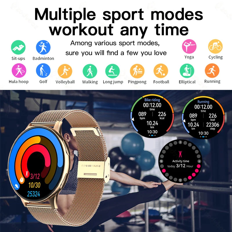 Fashion New Smart Watch | Round Smartwatch with Bluetooth Calls | Men & Women Fitness Bracelet | Custom Watch Face | Includes Gift Box