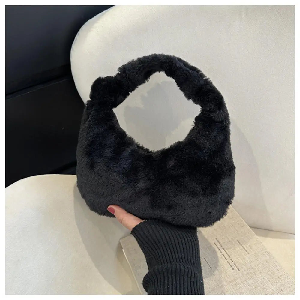 Winter Lamb Plush Handbag Women Bags Fashion Korean Large Capacity Wrist Bag Clutch With Handle Females Shopping Bag Bucket Tote