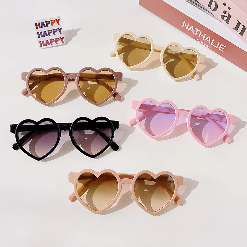 Cute Solid Color Heart Shape Baby Girls Sunglasses | Lovely UV400 Kids Glasses for Outdoor Sun Protection