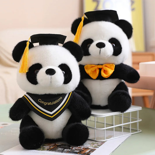 26cm Kawaii Doctor Panda Plush Toys | Kawaii Panda Bears with Doctorial Hat Plushie Doll | Stuffed Animal Toy | Kids Graduation Gift