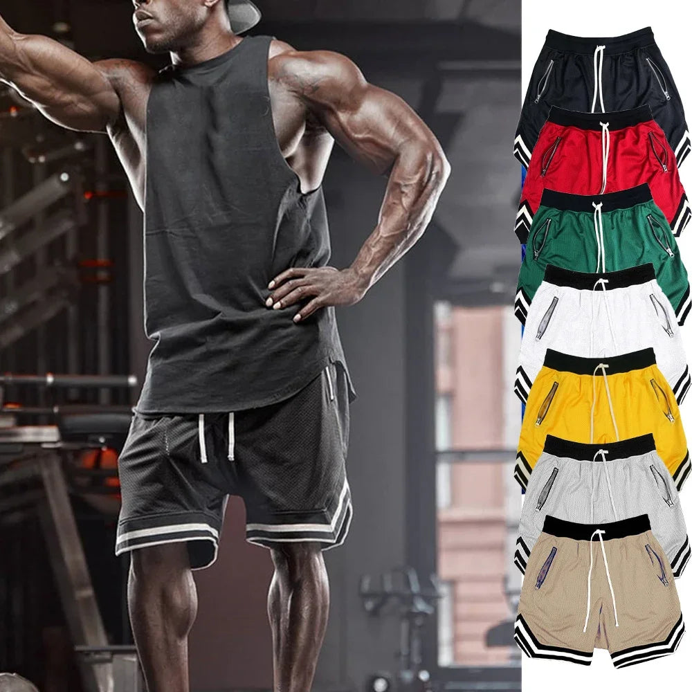 Men's Fitness Joggers | Casual Breathable Short Sports Basketball Shorts | Mesh Quick Dry Gym Shorts for Male Pants Summer