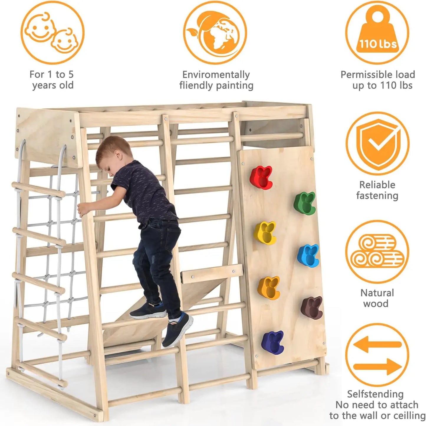 Jungle Gym Toddler Climbing Toys Indoor | Indoor Playground Climbing Playset with Slide & Climbing Rocks for Toddlers | Safe and Fun Climbing Adventure