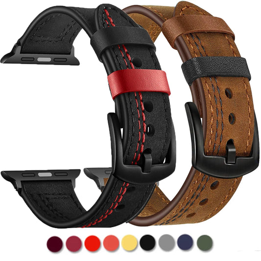 Leather Loop Strap for Apple Watch Ultra 2 | Sport Bracelet for iWatch Series 9 8 7 6 5 4 3 SE | Available in 44mm, 45mm, 49mm, 40mm, 42mm, 38mm, 41mm | Alo Trendy