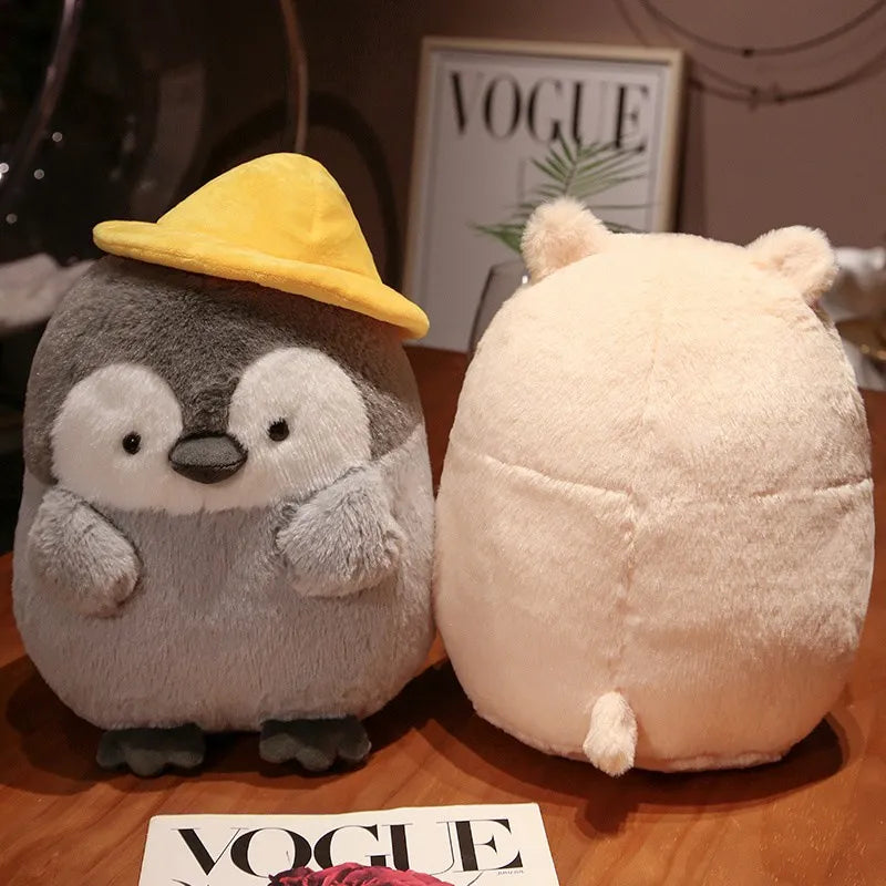 25cm-45cm Big Cute Penguin Plush Doll | Cartoon Animal Plush Toys with Melon Seeds | Kawaii Anime Hamster Hat Gift for Girls