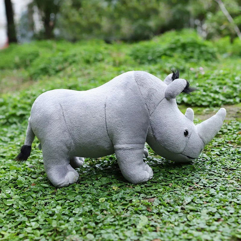 35cm Real Life Rhinoceros Plush Toy | Stuffed Lifelike African Rhinos | Wild Animals Doll Toys for Kids | Children Xmas Gift Decor