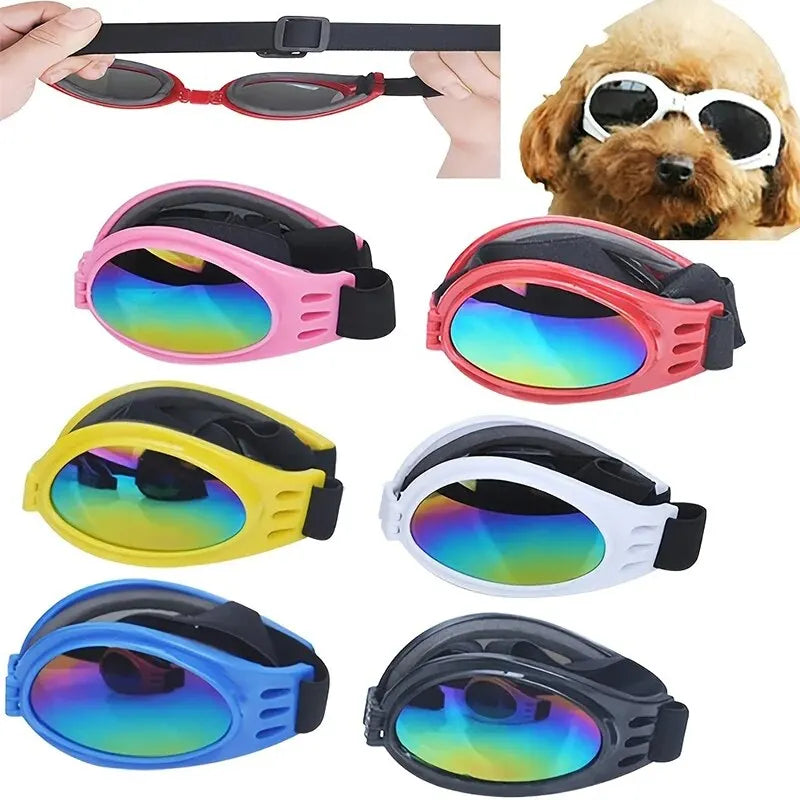 Adjustable Padded Sunglasses Goggles for Medium Dogs | Collapsible Pet Accessories | UV Protection & Comfort Fit