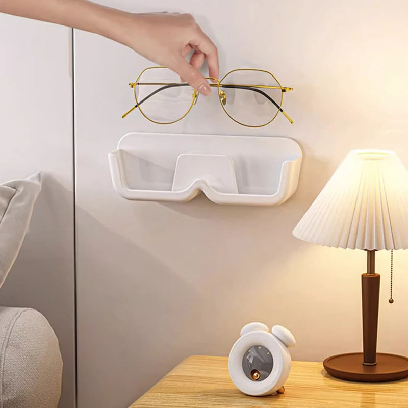 Wall Mounted Sunglasses Organizer Box Cabinet Glasses Storage Box Self Adhesive Eyeglasses Storage Case Jewelry Lenses Organizer