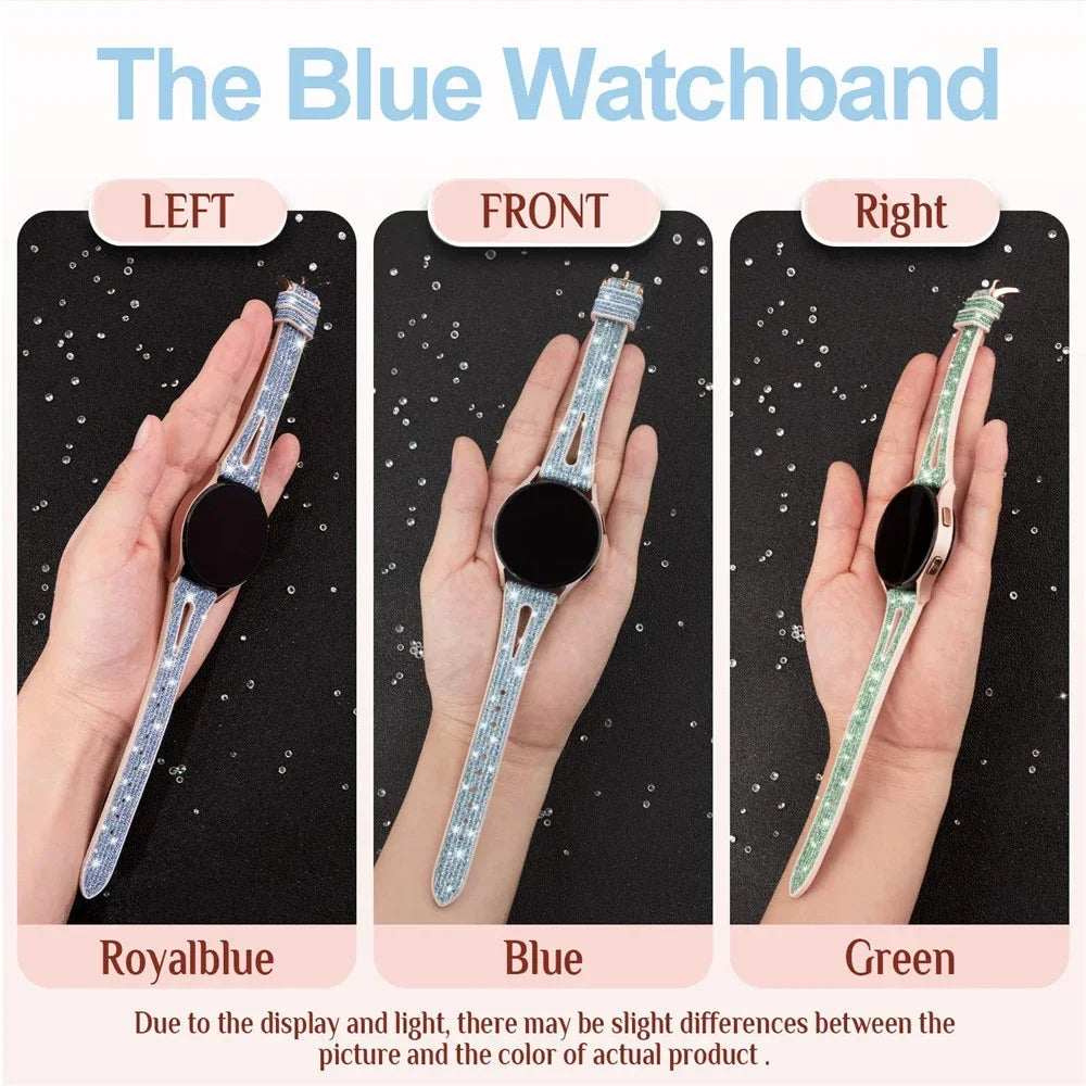 20mm Thin Bling Silicone Band for Samsung Galaxy Watch 6/5/4 40mm 44mm | Glitter Elegant Bracelet for Galaxy Watch 3 41mm Strap