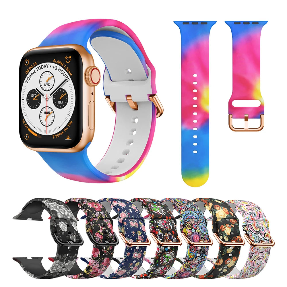 Watchband for Apple Watch Series 7 8 9 SE SE 2 41mm 45mm | Printed Outdoor Women Sport Band for iWatch Bands Series Ultra Ultra 2 | Alo Trendy