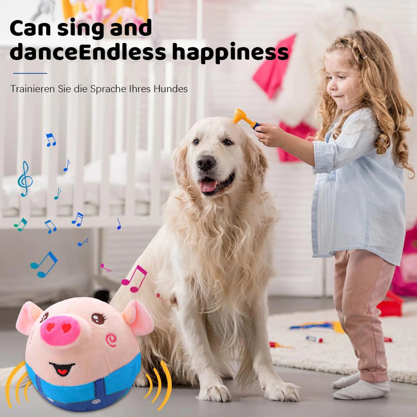 Singing Animal Plush Toy | Electric Interactive Talking Pig Doll | Animated Plush Toy for Medium and Small Dogs Pets | Engaging and Fun Pet Toy