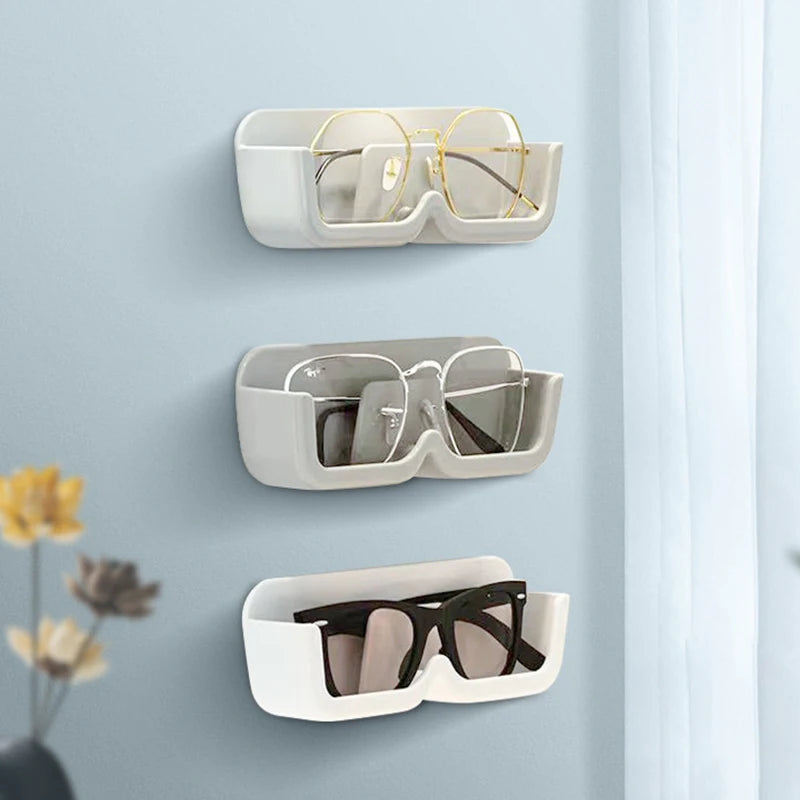 Wall Mounted Sunglasses Organizer Box Cabinet Glasses Storage Box Self Adhesive Eyeglasses Storage Case Jewelry Lenses Organizer