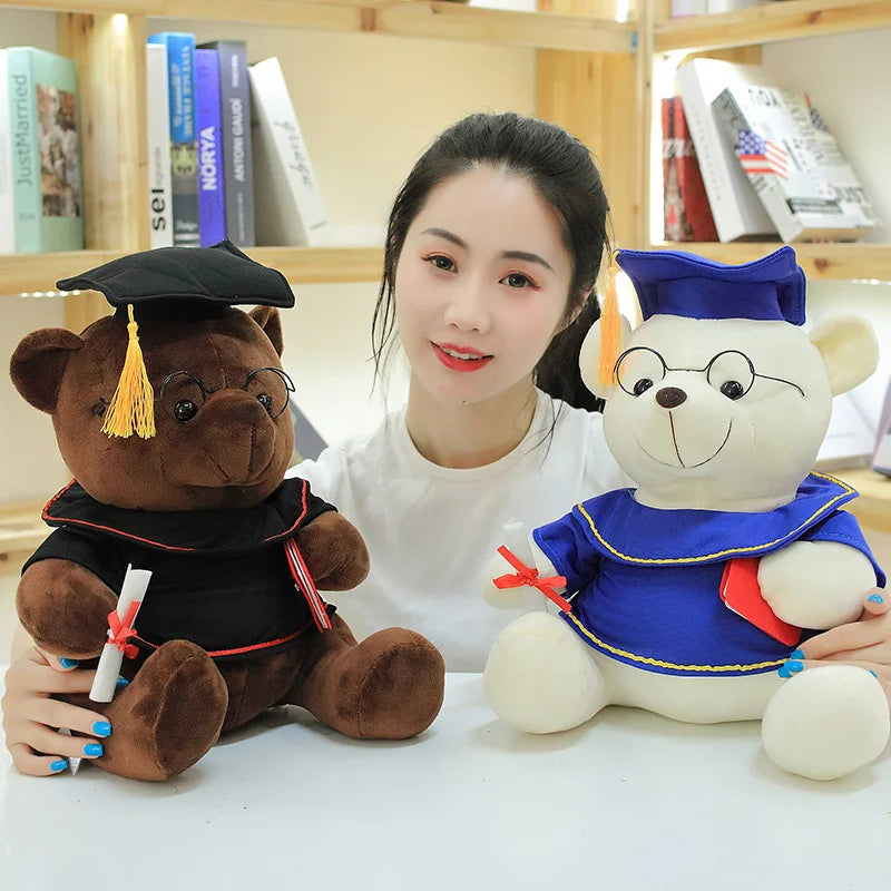 Adorable 18cm Graduate Dr. Bear Plush Toy | Cute Stuffed Teddy Bear for Graduation | Funny Kawaii Toy Gift & Home Decor