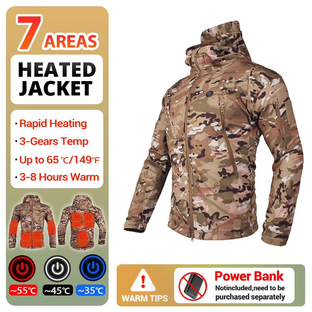 Winter Heated Jacket | 7 Zone USB Electric Heating Jacket for Men and Women | Warm Thermal Coat for Camping, Hiking, and Outdoor Activities