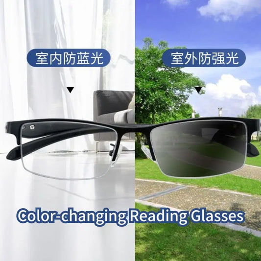 Photochromic Anti-Blue Light Magnifier Progressive Multifocal Reading Glasses | Half Frame Presbyopia Glasses | Alo Trendy