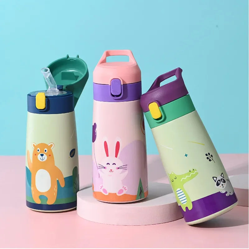 500ml Kids Thermos Bottle Stainless Steel | Leak-Proof Vacuum Flask with Straw | Children's Thermal Water Bottle for School | Alo Trendy