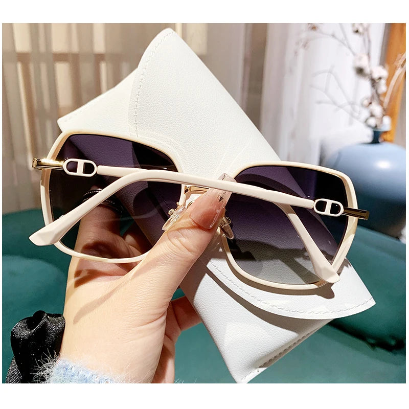 Polarized Sunglasses Women UV400 Gradient Lens | Oversized Retro Square Luxury Brand Sun Glasses | Alo Trendy