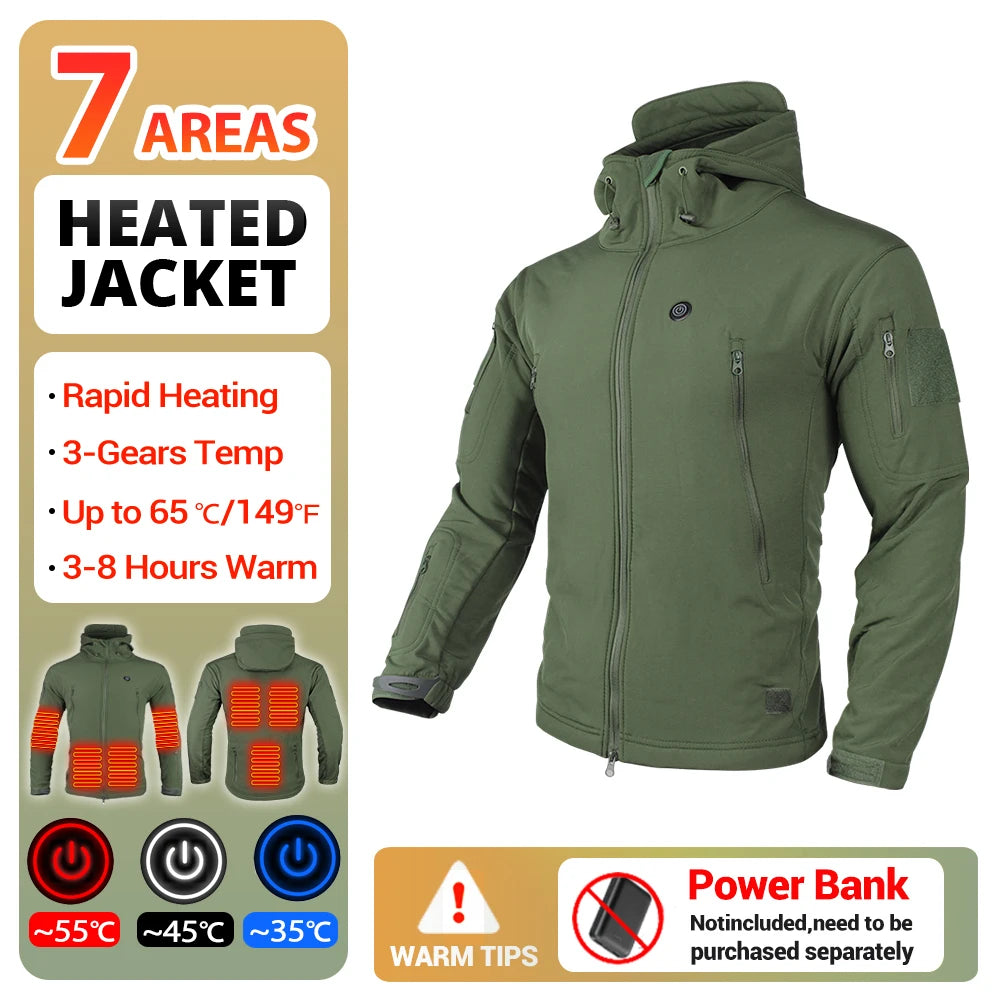 Winter Heated Jacket | 7 Zone USB Electric Heating Jacket for Men and Women | Warm Thermal Coat for Camping, Hiking, and Outdoor Activities