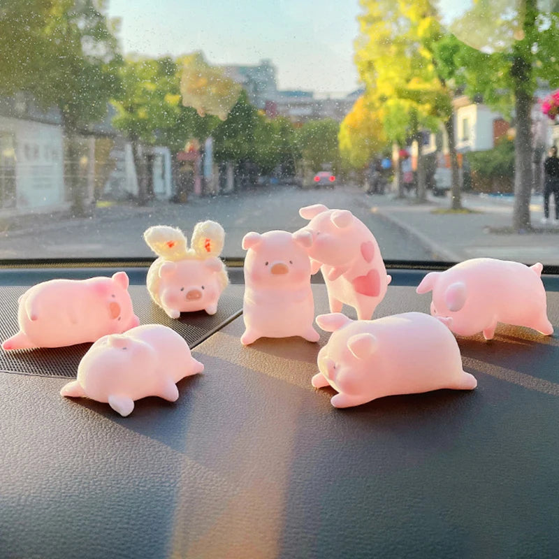 Cute Cartoon Bauble Pig Kawaii Toy | Piggy Little Pigs Mini Model Car Desktop Ornament Living Room Decoration Birthday Gift