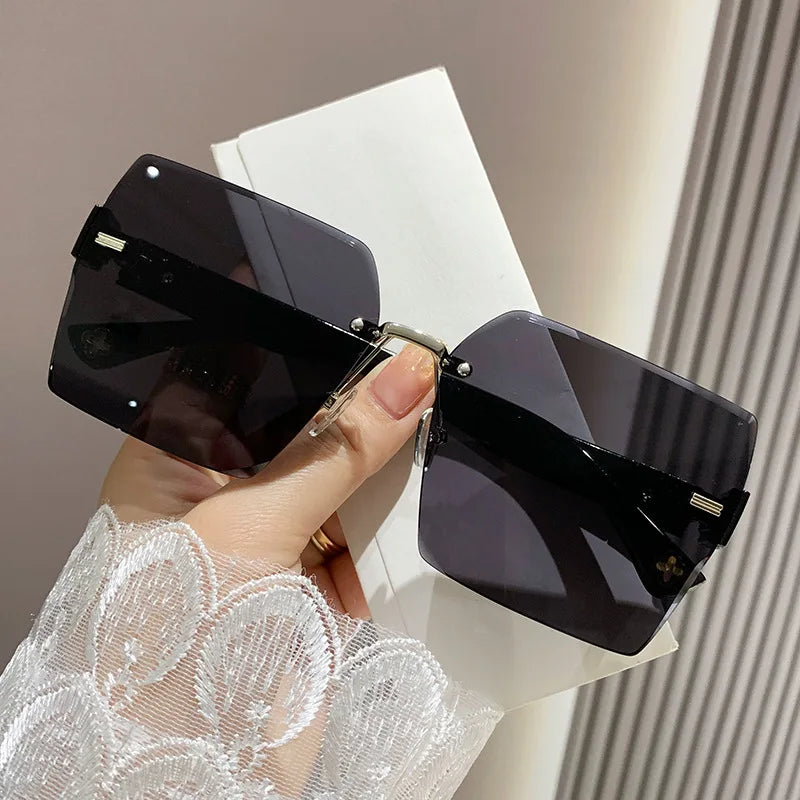 New Frameless Square Sunglasses | Summer Women's Leisure Street Shooting Sun Glasses | Fashion Sunshade Eyewear with UV400 Protection