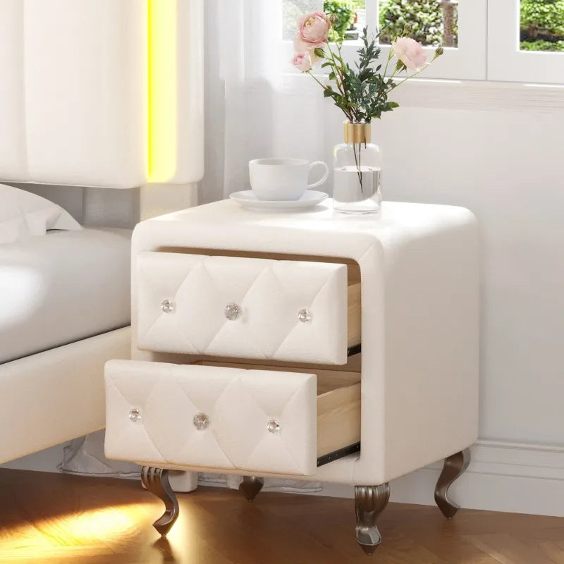 White Nordic Modern Nightstand Small Girls Aesthetic Apartment Trendy Bedside Table Storage Drawers Mesa De Noche Furniture