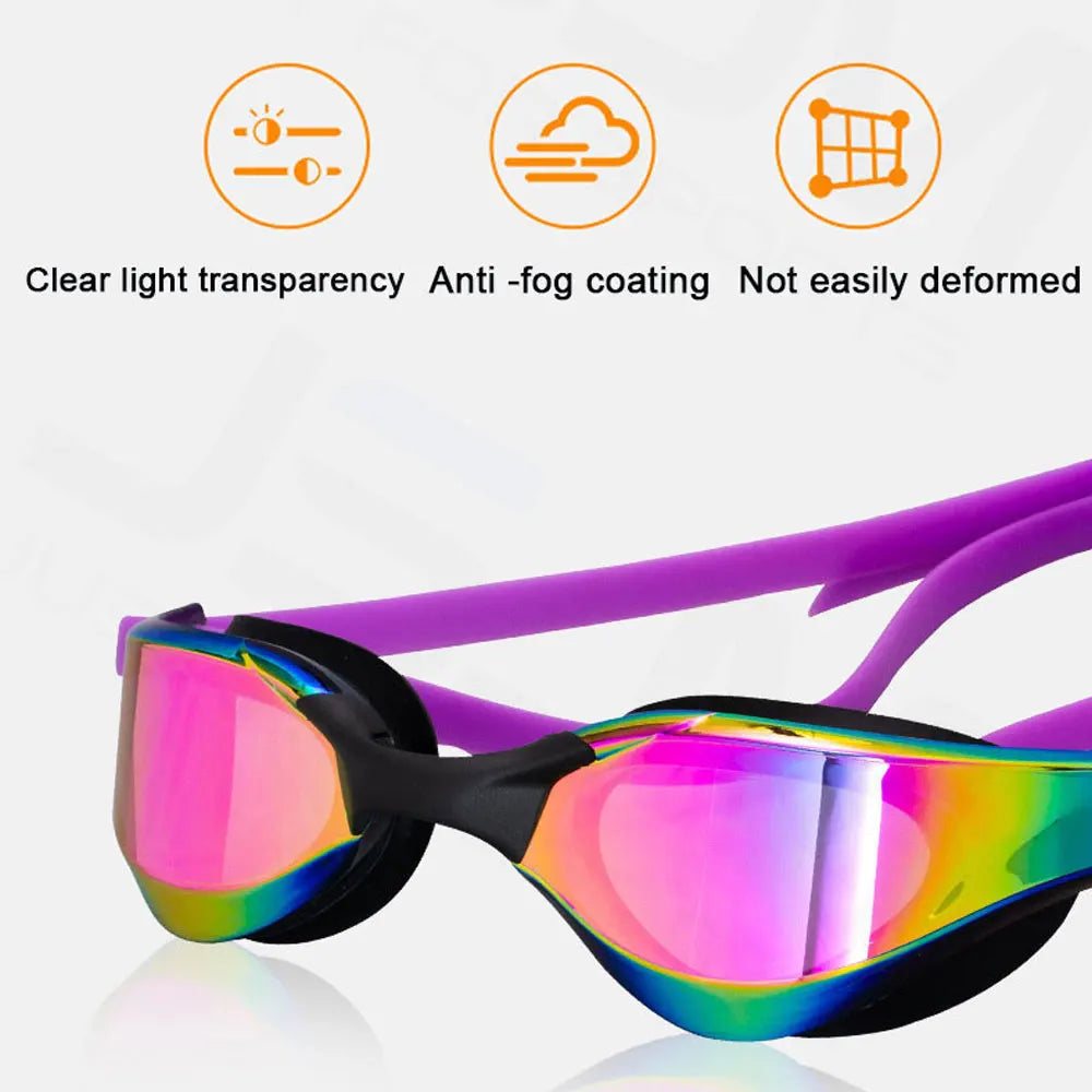 Adult Professional Anti-Fog HD Swim Goggles | UV Protection Swimming Goggles for Men and Women | Adjustable Silicone Swimming Glasses