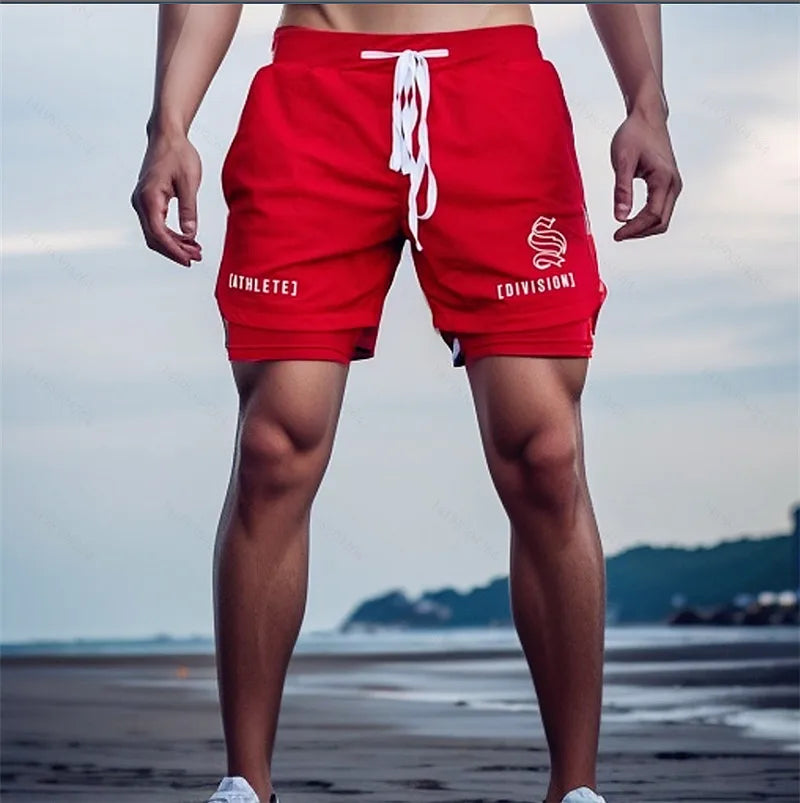 2 IN 1 Sport Running Casual Breathable Shorts for Men | Double-deck Jogging Quick Dry GYM Shorts | Fitness Workout Men's Shorts