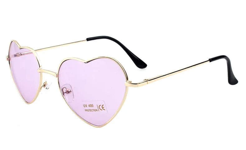 Ladies Heart Shaped Sunglasses Metal | Women Brand Designer Fashion Rimless LOVE Lenses Sun Glasses | Oculos UV400 | Alo Trendy