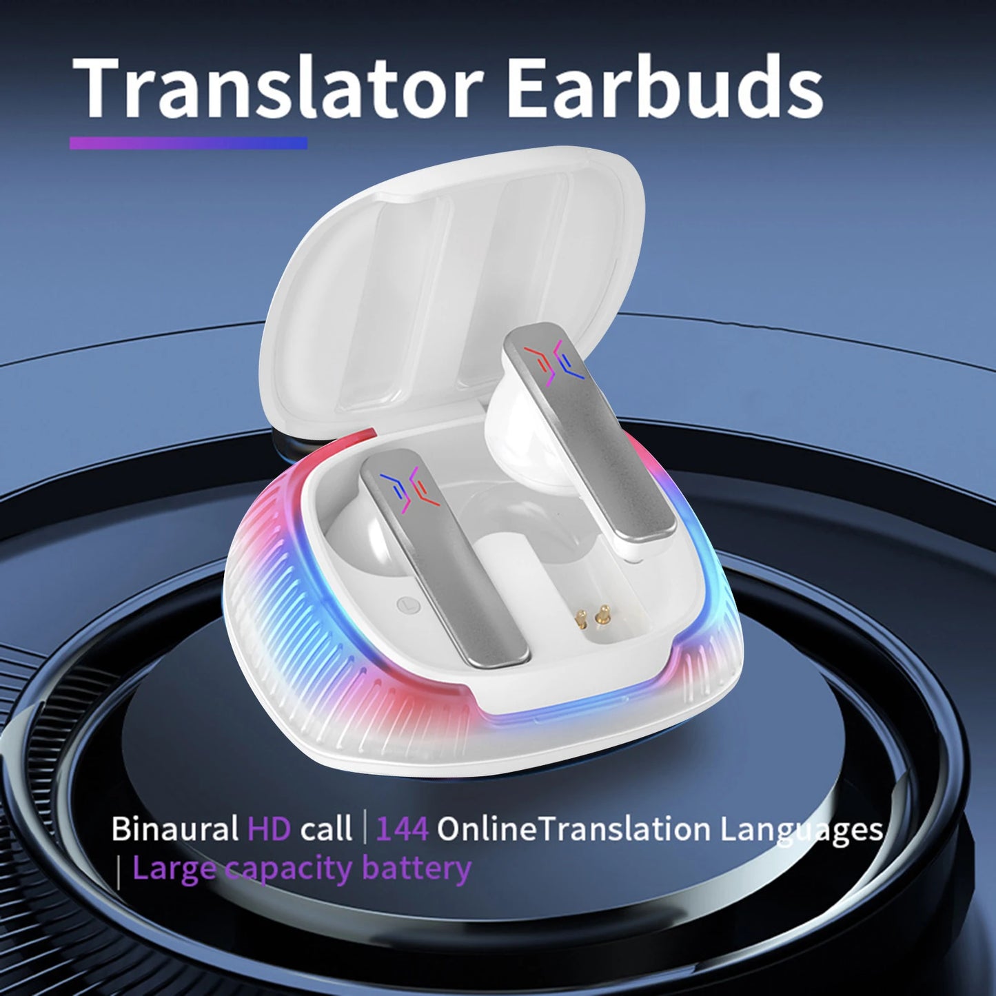 Portable Translation Headset | 144 Languages Real-Time Translator Earbuds | Smart Device for Travel & Business