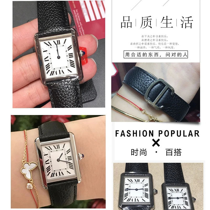 Genuine Leather Watch Strap for Cartier Tank London Solo | Lychee Textured Cowhide Watchband for Men & Women | Available in 17mm, 20mm, 22mm, 23mm, 24mm, 25mm