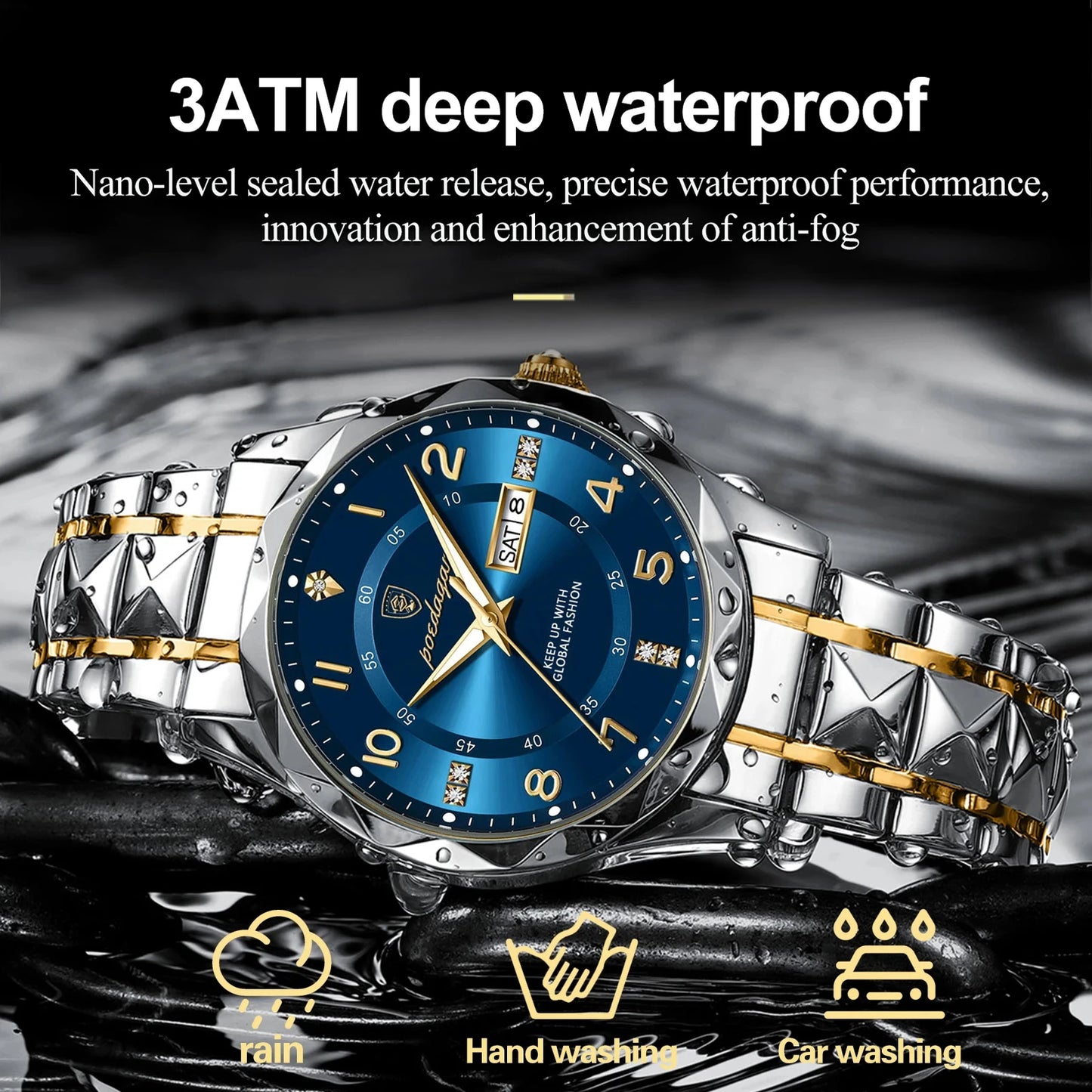 Luxury Men Quartz Watch | Waterproof Date Week Luminous Wristwatch | Stainless Steel Men's Watches | Male Clock Sports Reloj