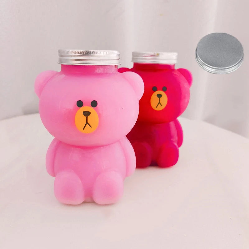 Kawaii Small Bear Water Bottles for Milk, Tea, Coffee, Juice | Portable Drinking Cup | Home Transparent Juicing Beverage Drink Bottle | Alo Trendy