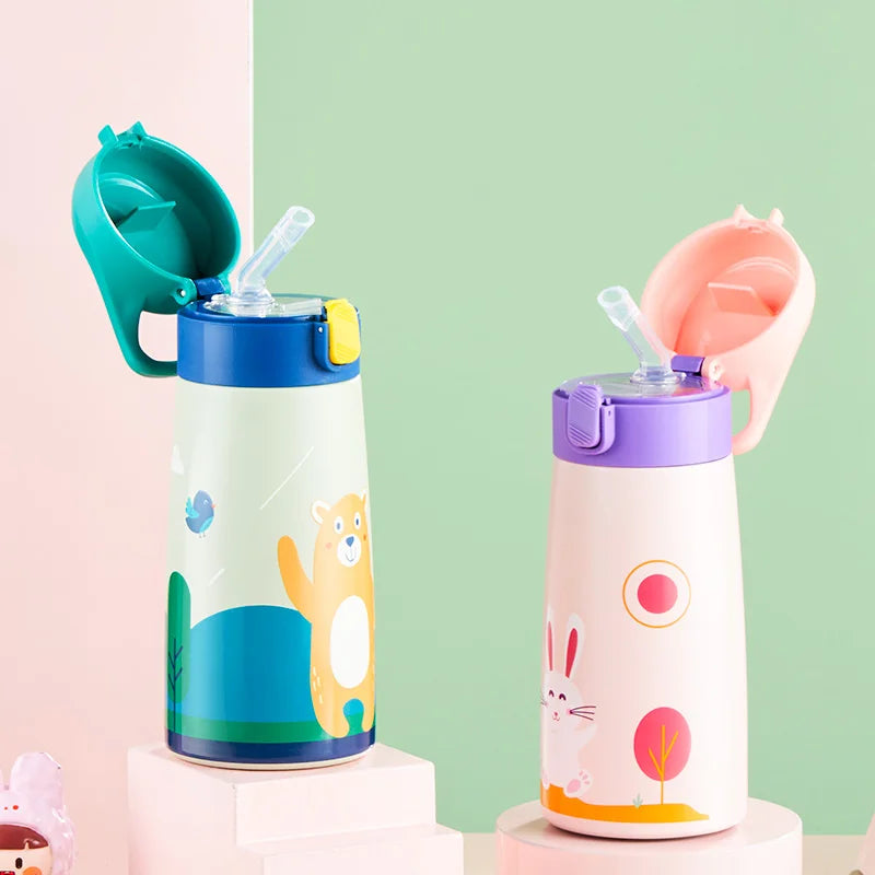 500ml Kids Thermos Bottle Stainless Steel | Leak-Proof Vacuum Flask with Straw | Children's Thermal Water Bottle for School | Alo Trendy