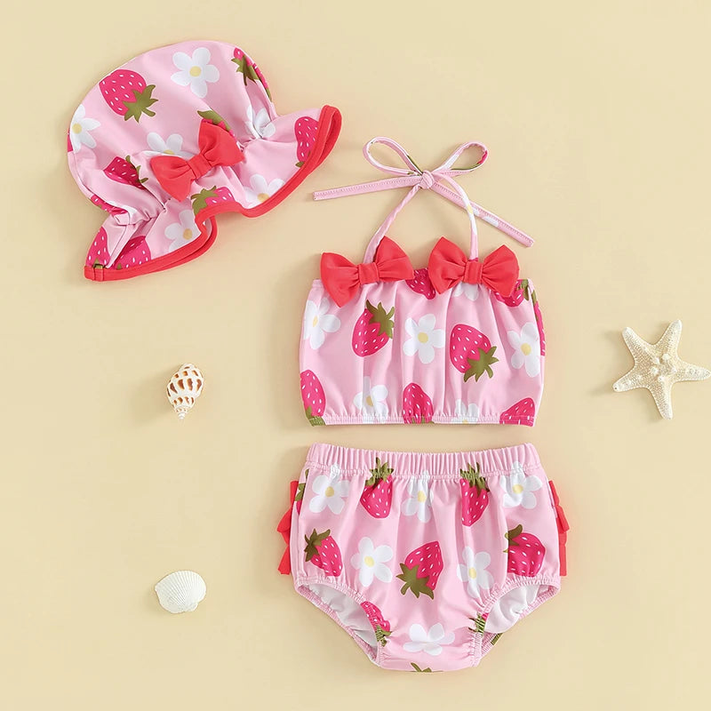 Baby Girl Swimsuit | 3 6 9 12 24 Months Infant Bathing Suit Bikini Sets | Swimwear Summer Beach 3Pcs Outfit | Alo Trendy