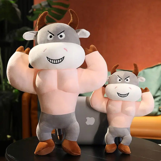 35/55CM Funny Strong Muscular Cow Plush Toys | Kawaii Muscle Cattle Plushie Pillow Stuffed Soft Dolls | Creative Gift for Children | Alo Trendy