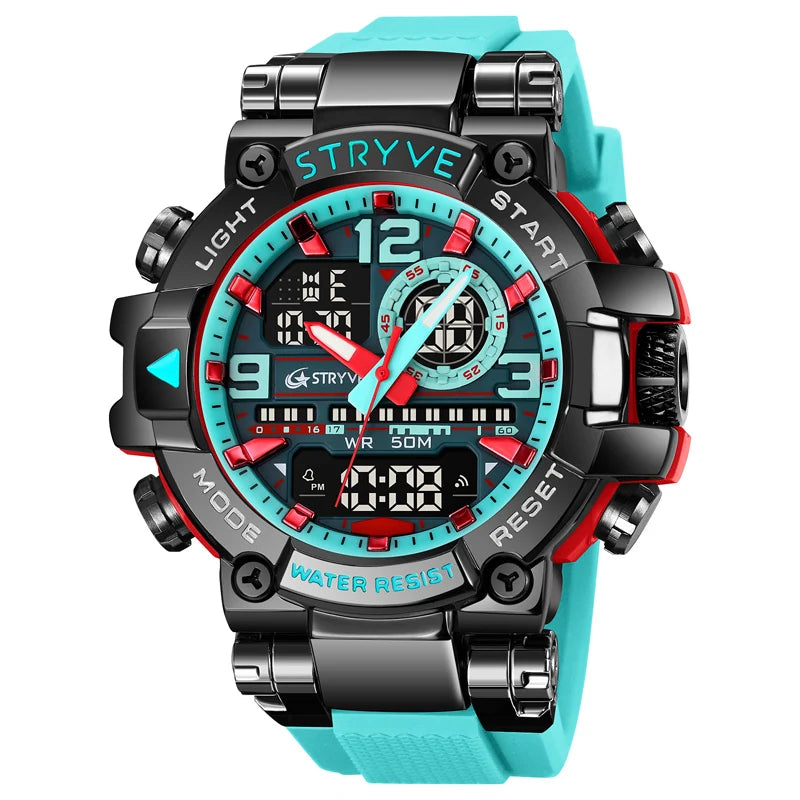 New Men's Digital-Analog Dual Movement Watch | Calendar, Luminous, Waterproof Fashion Sports Watch