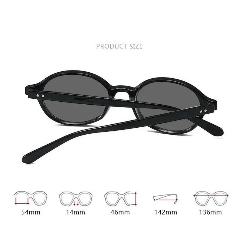 Color Changing Myopia Glasses | Near Sight Elliptical Flat Eyewear | Small Frame Retro Photochromic Round Sunglasses | To -4.0 | Alo Trendy