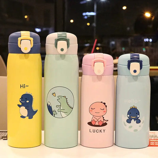 350/500ml Dinosaur Thermal Mug Bouncing Lid Stainless Steel Thermos Water Bottle for Kids Children Child School Christmas Gift | Alo Trendy