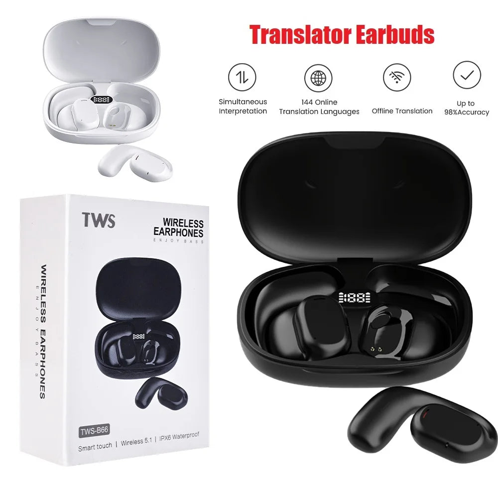 2024 AI Voice Translator Earbuds | Real-Time Translation for 144 Languages | Offline Bluetooth-Compatible with 4 Modes for Travel