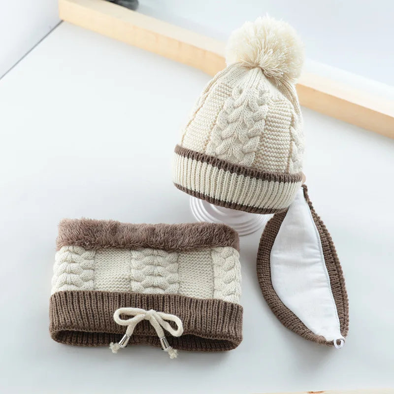 Winter Hat Scarf Set for Children Warm Beanies Outdoor Snow Riding Ski Bonnet Windproof Caps Wool Cap Face Mask