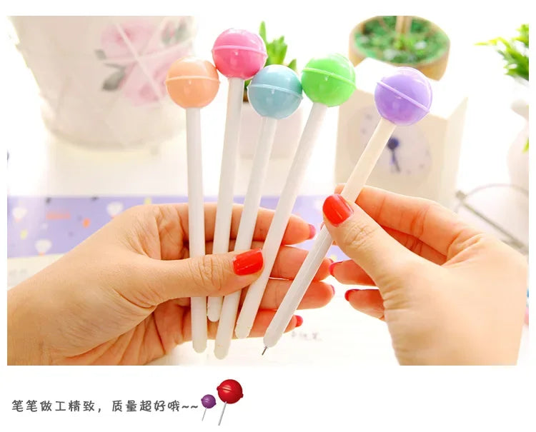 36pcs Korean Stationery Creative Cute Lollipop Neutral Pen | Creative Needle Pens Signature Pen Black Ink Writing Wholesale | Alo Trendy