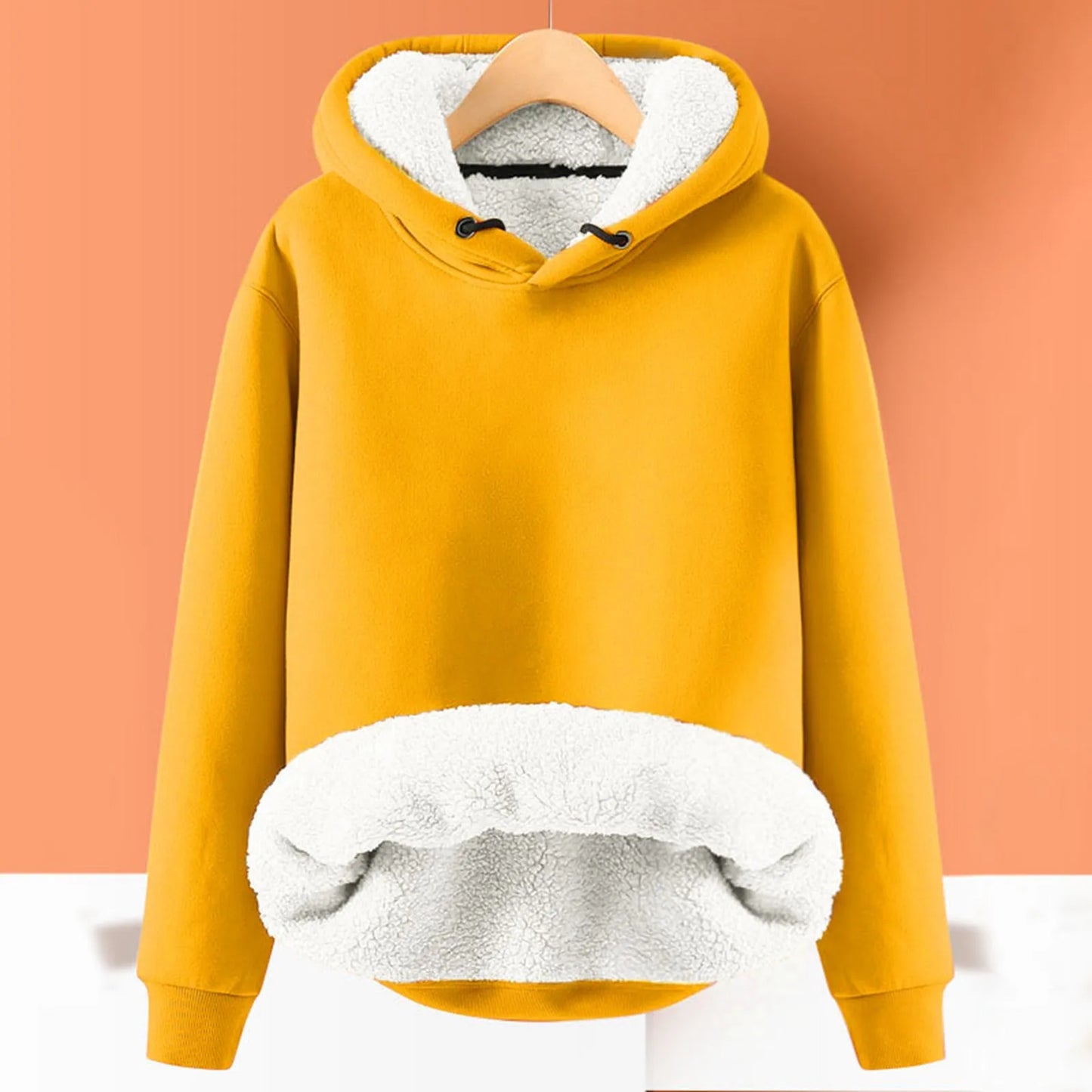 Women's Pink Fleece Sweatshirt | Soft Thicken Warm Hoodies for Autumn & Winter | Casual Long Sleeve Hooded Pullover Jackets