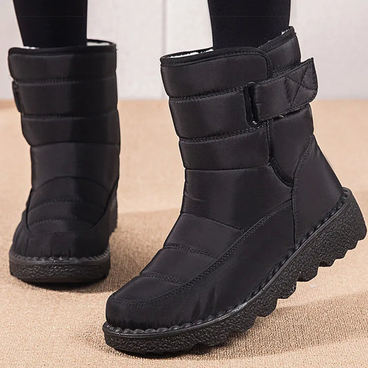 Women’s Winter Boots 2024 | Waterproof Snow Boots with Warm Fur | Korean Style Black Ankle Botas Mujer