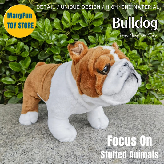 Bulldog High Fidelity Pit Bull Terrier Plushie | Lifelike Plush Toys | Realistic Simulation Stuffed Doll | Kawaii Toy Gifts for Kids