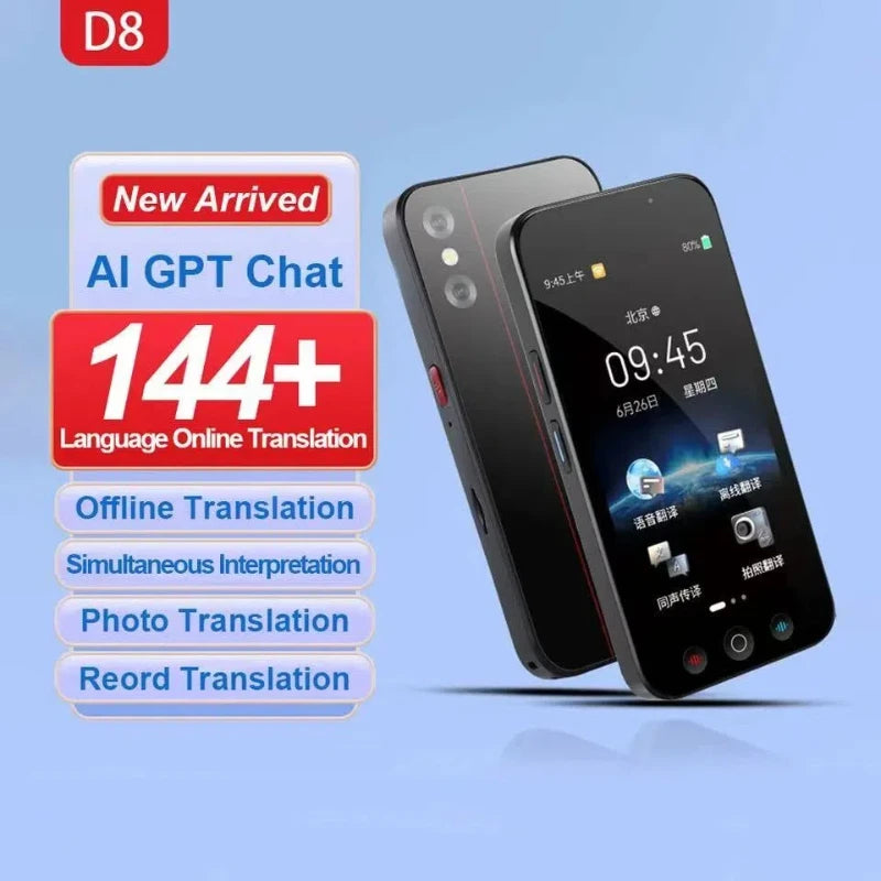 D8 Intelligent WiFi Translator Device | Offline Translation for 18 Languages, Online Support for 144 Languages | Photo and AI Voice Translation with App Integration