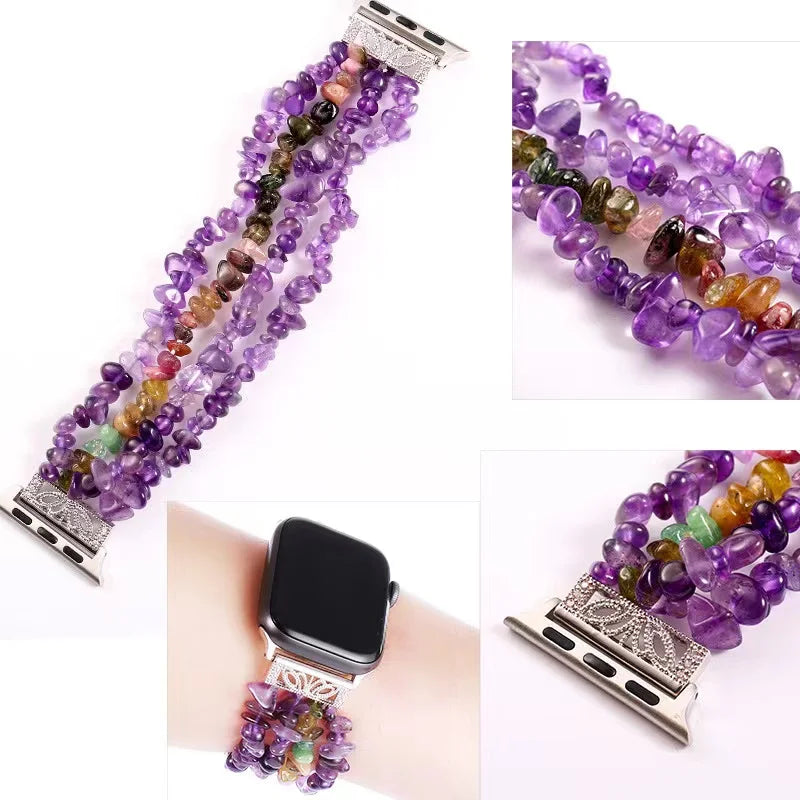 Rough Stone Strap for Apple Watch Band | Handmade Crystal Creative Belt | Fits 41mm, 45mm, 49mm, 44mm, 40mm, 42mm iWatch Ultra 8, 7, 6, 5, 4, 3, SE