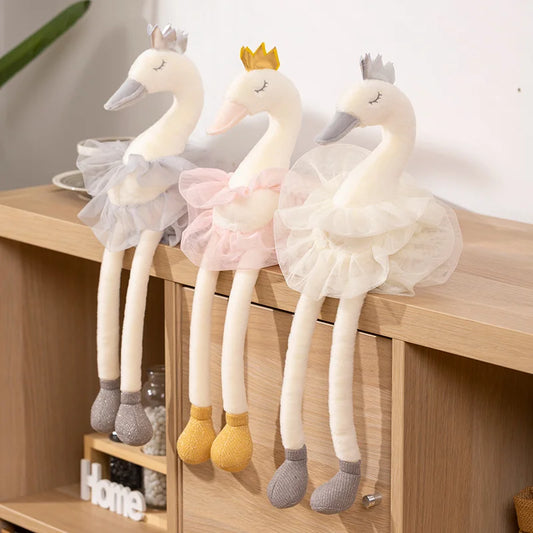 40/60CM Beautiful Skirt Swan Plush Toy | White & Pink Crown Swan Doll | Super Lovely Animal Stuffed & Plush Baby Cotton Toys | Party Doll | Alo Trendy