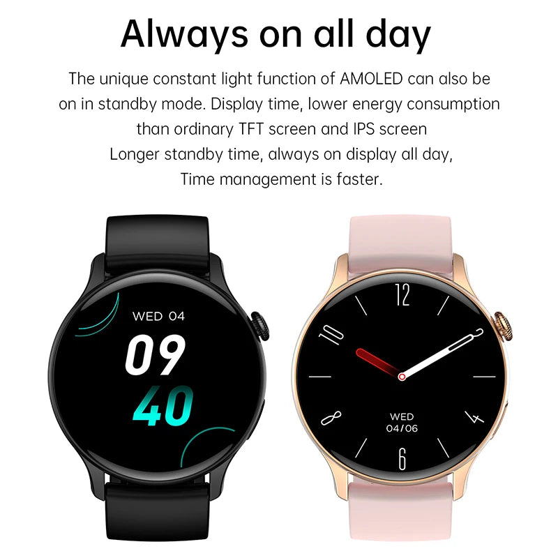 Xiaomi Mijia New Women Bluetooth Call Smartwatch | Always Display Time | Heart Rate Sports Health Monitoring | Music GT4 Smart Watches