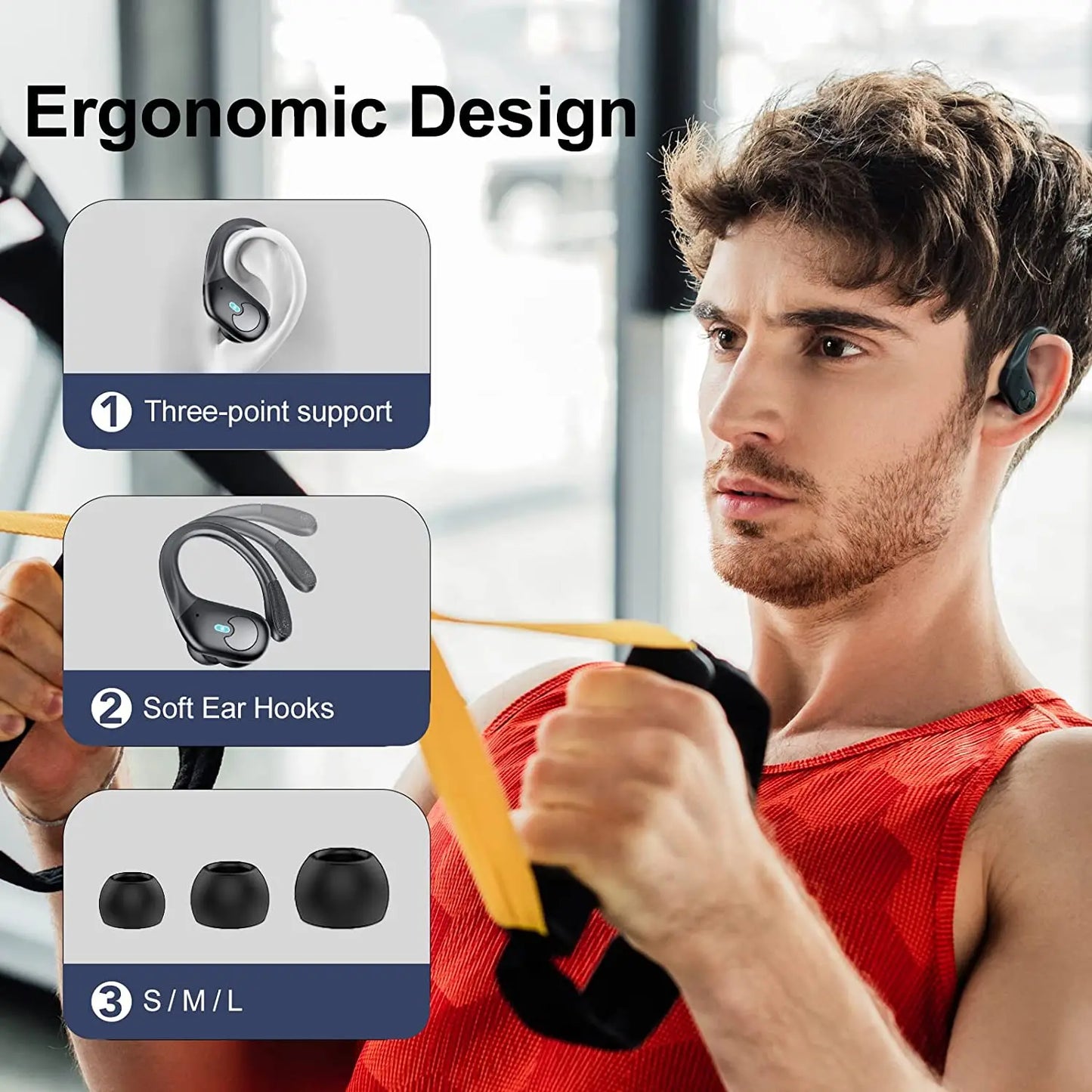 BX30 Earphones | TWS Bluetooth 5.3 Wireless Sports Headphones with LED Digital Display | HiFi Stereo Noise Reduction Earbuds with HD Mic